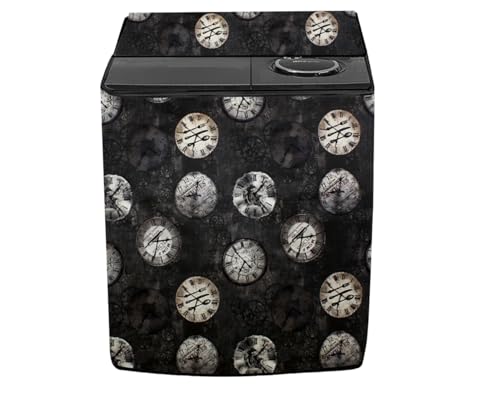 Image of Stylista PVC Washing Machine Cover Compatible for GODREJ 9KG Semi-Automatic Top Loading WSEDGE DIGI 90 5.0 PB2 M WNRD, Analog Pattern Black