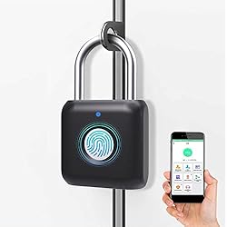 Candado Egret Candado con huella dactilar eLinkSmart App Locker Lock Cerradura sin llave con huella digital para armario de gimnasio, armario de escuela (App+negra)