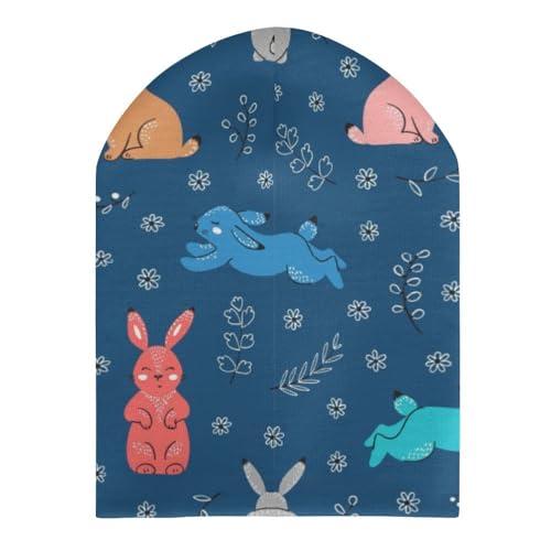 Cute Rabbit Pattern Kids Beanie Hat for for Girls Boys Children Cap Winter Knitted Chemo Cancer Headwear Accessories Gifts Decoration Black3