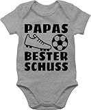 Stil: Kurzarm Baby Body Shirtracer Baby Body Junge Mädchen - Geschenk zum Vatertag - Papas bester Treffer mit Fussball - schwarz - 3/6 Monate - Grau meliert - vatertagsgeschenk für werdende väter dad baby-kleidung daddy