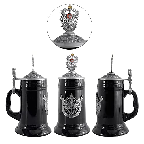 Wrendefull 0.85L Beer Stein With Matel Pewter Lid Stanley Steel Germany Oktoberfest Tankard Eagle Bierkrug Drinking Glass Horn Coffee Mug Stine For Men Can At Christmas Ornaments Cup #TOP1