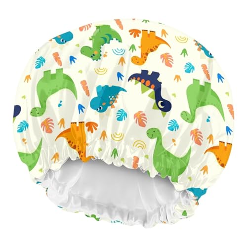 Image of Galaxy Kids Satin Bonnet Adjustable Child Sleeping Caps Colorful Dinosaur Child Sleep Cap Indoor Sleeping Beanie Elastic Wide Band for Haircare Curly Natural Long Hair Night Hat