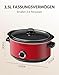 Eamoment Slow Cooker, 3,5 Liter Edelstahl Schongarer mit Keramiktopf, Einstellbare Temperatur, Spülmaschinenfester Keramiktopf und Deckel aus Gehärtetem Glas, 200W