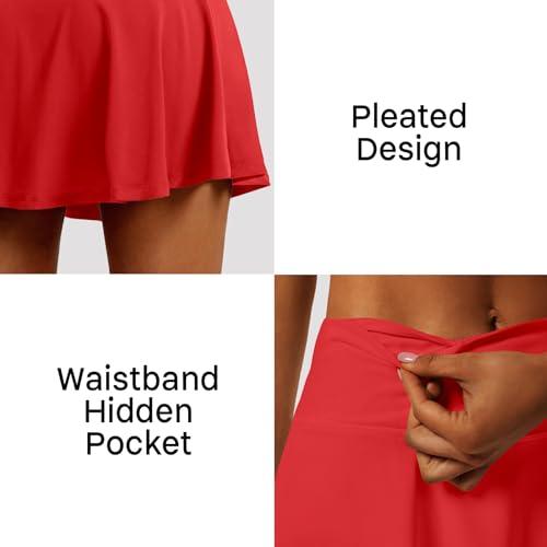 Image of Women's High Waist Pleated Tennis Skirt with 4 Pockets Lightweight Athletic Golf Skorts Skirts for Running Workout
