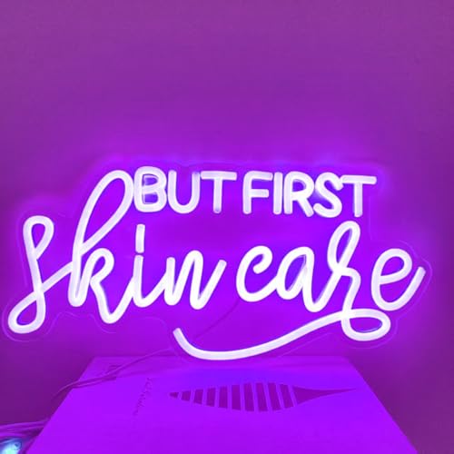 Image of But First Skin Care Led Neon Lights Sign for Home Spa Beauty Cosmetic Salon Wall Decor, Spa Day Gifts for Women,Spa Products Aesthetic Center Salon Door Decorative Acessories(Purple)