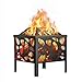 Feuerstelle aus Holz für den Außenbereich, 40cm, Stahl Feuerstelle mit Mesh Funkenschutz für Camping, Terrasse, Hinterhof, Garten, Picknick, Lagerfeuer, Schwarz