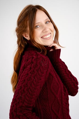 Image of SAOL Women's Wool Sweater Irish Cable Knit Jumper Made in Ireland