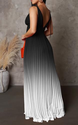 Image of ZVO Women Maxi Dress Sexy Cocktail Party Long Dress Summer Loose Beach Dresses A-line Pleated Halter Dress