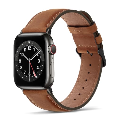 Tasikar Correas para Apple Watch 49mm 46mm 45mm 44mm 42mm Diseño de Cuero Genuino Correa de Repuesto Compatible con iWatch Ultra 3 2 1 SE Series 11 10 9 8 7 6 5 4 3, color marrón