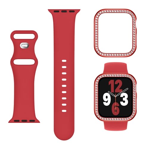 Image of Adorique 3-in-1 Compatible for Apple Watch Band 40mm 41mm 42mm 44mm 45mm 46mm, Soft Silicone Sport Strap for iWatch Series SE 10 9 8 7 6 5 4 3