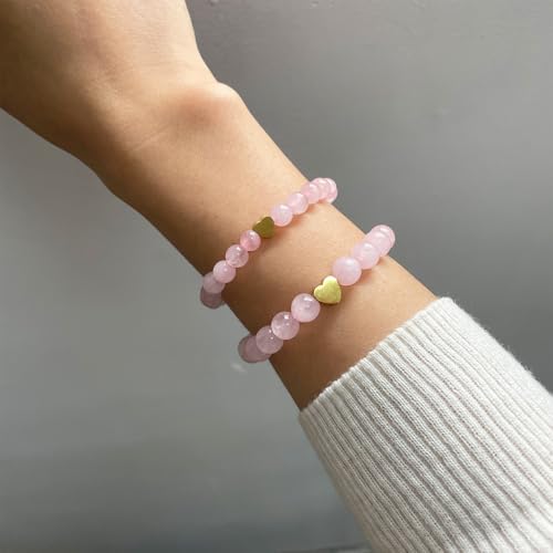 Mother Daughter Bracelets Mom Daughter Matching Heart Natural Stone Bracelet for Mama Me2