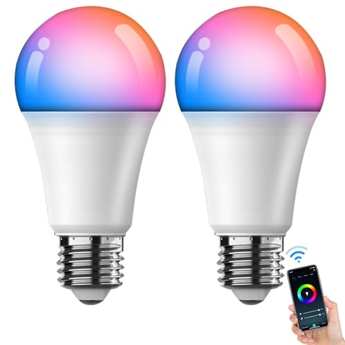 La mejor comparación de Foco Inteligente Steren - los preferidos. 48 Foco LED Inteligente Wifi, 2pcs 15W Foco RGB Bluetooth, Multicolor Bombilla Inteligente, Smart Bulb Para Socket E26, Luces Inteligente de Colores Compatible Con Amazon...