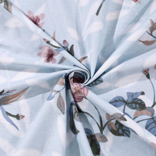 Image of Jaipur Weaves Bedsheet Queen Size 100% Pure Cotton Bed Sheet with 2 Pillow Covers, 240 TC Premium Bedding Set, 90x100 inch, Super Soft Cozy (Spring Tulips Blue)
