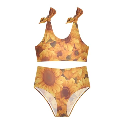 KLL Sunflowers Pattern Artistic Girls' 2 Piece Bikini Sets Quick-Dry Bathing Suit Swimming Suits Adjustable Shoulder Strap3