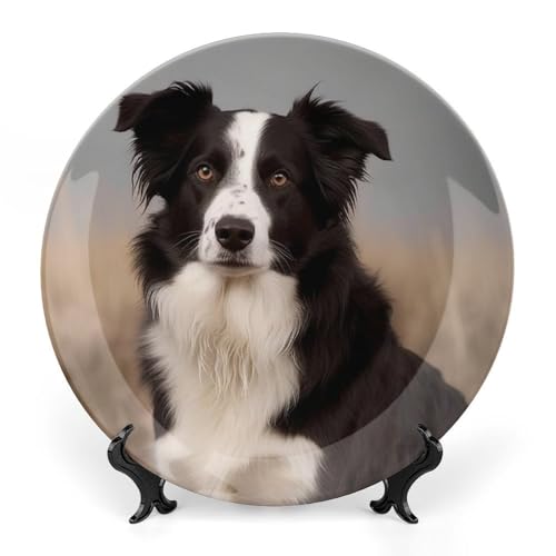 Plato decorativo Bone China Border Collie 7 pulgadas miniatura 1