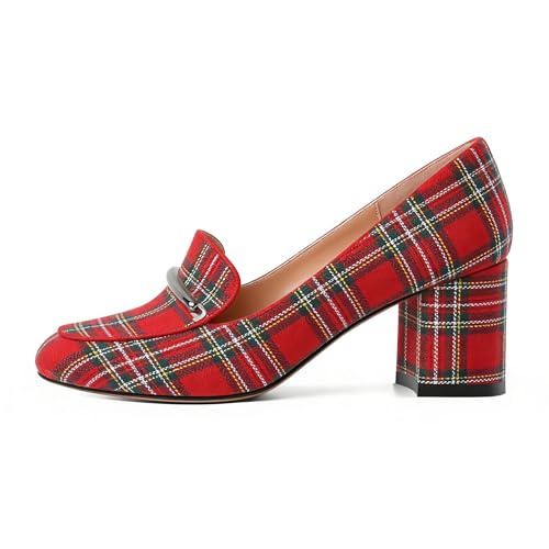 Image of Eldof Women's Pumps Block Heel Round Toe Slip On Chunky Loafer Heel Dress Shoes Pumps for Women 2.5 Inches