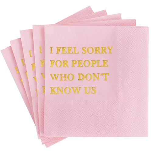 Vuzvuv 50 Pcs 5 Funny Party Cocktail Napkins for Adult-Pink