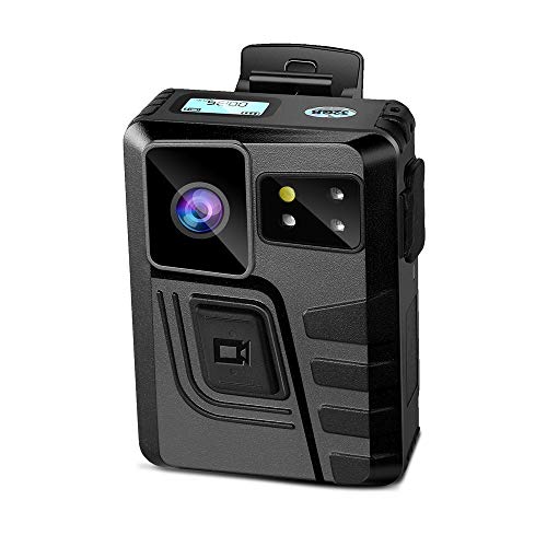 BOBLOV Câmara do corpo 64G, M852 Câmara da polícia com ecrã duplo visão noturna GPS 1296P 10-12 horas de gravação, câmara montada no corpo com 2 clipes rotáveis