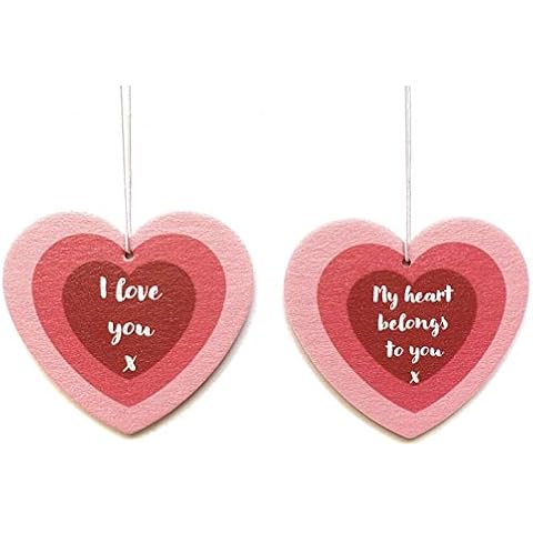 I Love You Air Freshener- 2 Messages on 1 Heart - Car and Home - Unique Romantic Birthday Gift for Her/him - Made in UK Cover