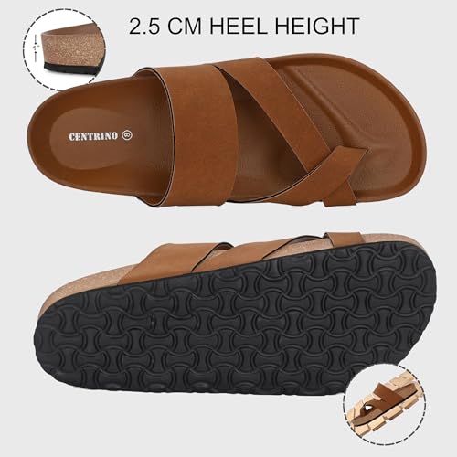Image of Centrino Men's Berkin-Style Slip-On Sandals | Open Toe Design | Soft PU Footbed | Lightweight & Comfortable | Arch Support | On-Grip Sole | Casual Outdoor Wear (6864)
