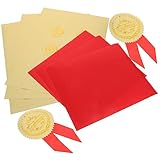 VICASKY 36 セット メダル証明書ステッカー エンボス加工の卒業シール 賞用のメダル 賞メダル 競技メダルステッカー 金メダルステッカー 競技ステッカー 赤 リボン