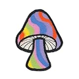 Pilz Bunt Aufnäher zum aufbügeln oder aufnähen Bügelbild Aufbügler für Kleidung gestickter Bügelpatch Applikation Mushroom Patch Größe 4,6 x 6,0 cm