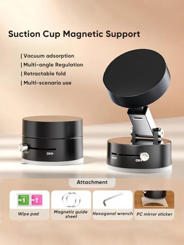 Image of Magnetic Car Suction Cup Holder, Phone Car Mount Bracket, Vacuum Adsorption
