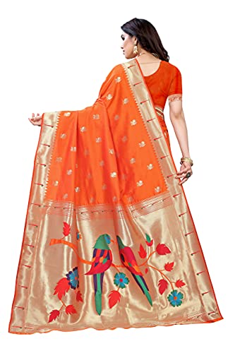 Pandadi Saree orange paithani silk saree – image 3