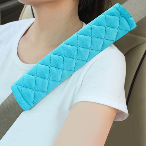 Image of Amooca Soft Auto Seat Belt Cover Seatbelt Shoulder Pad Cushions 2 PCS for a More Comfortable Driving Universal Fit for All Cars and Backpack Blue