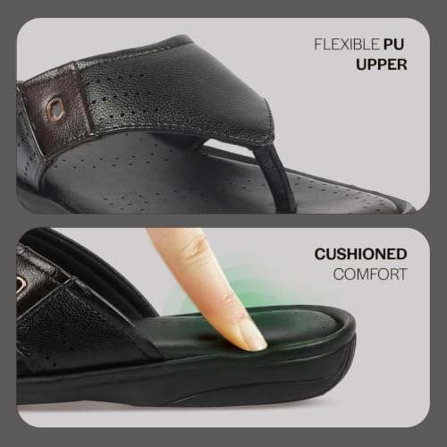 Image of FAUSTO Men's Open Toe Flip-Flop Slippers With Memory Cushion|Outdoor Slipper For Men