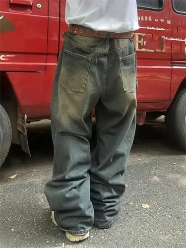 Men's American Casual Loose Straight Comfortable to Wash Solid Jeans4