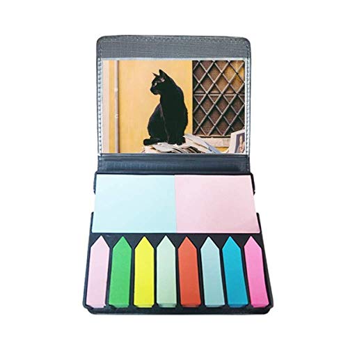 Note auto-adhésive chat noir photographe marqueur coloré repositionnable animaux cool
