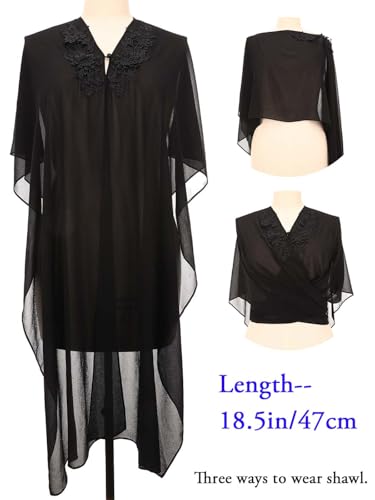 GORAIS Chiffon Cape for Women Black Formal Shawl Wrap Evening Capelet Cover Up for Dresses4