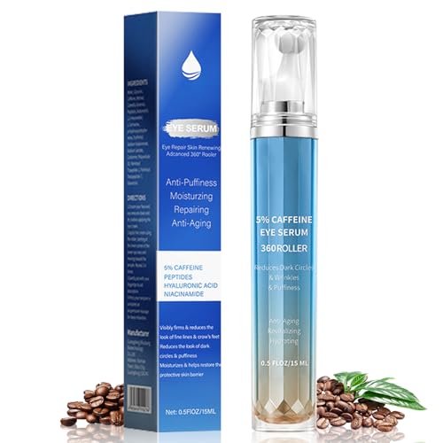 Koffein Augencreme Gegen Falten und Augenringe, Augenserum Gegen Geschwollene Tränensäcke mit 360°- Massageball, Augenfaltencreme Augenpflege für Frauen Männer Koffein Augencreme Gegen Falten und Augenringe, Augenserum Gegen Geschwollene Tränensäcke mit 360°- Massageball, Augenfaltencreme Augenpflege für Frauen Männer