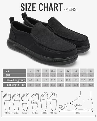 Image of 1TAZERO Mens Wide Width Slip On Shoes with Arch Support Insoles Men Lightweight Casual Loafer for Elderly & Wide Feet Plantar Fasciitis Walking Shoes