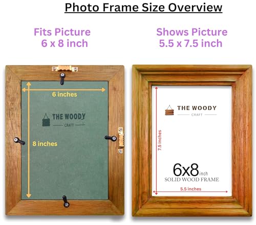 Image of 6x8 Frame | Wall Frame | Small Photo Frames | Orange Wooden Frames for Wall | Lovely Wall Decor for Bedroom & Living Room, Best Gift for Friends (6x8 inch, Orange)