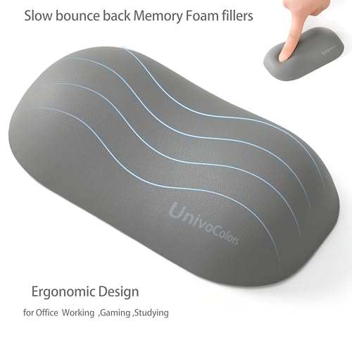 Image of UnivoColors Design-Wave Wrist Rest, Artificial Sheepskin+Memory Foam+Ergonomic+Anti-Slip Gel, Resilience Support During Work and Gaming,Mouse Accessory,Grey