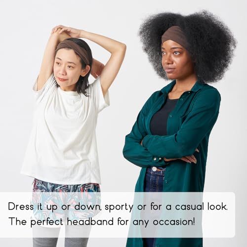 Wide Head Band for Women & Men - Jersey Hair Bands Hair Accessories Head Sport Sweatband Fashion Ladies Headbands Brown - Image 2