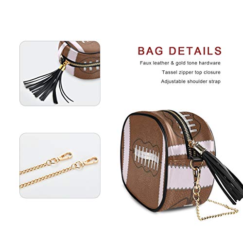 ALAZA Women's American Football Close Up with White Laces PU Leather Crossbody Bag Shoulder Purse with Tassel2