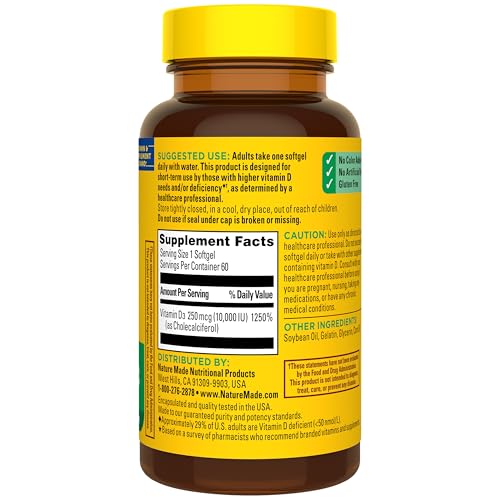 Nature Made Vitamin D3 10000 IU (250 mcg) Maximum Strength, 60 Softgels - image 8