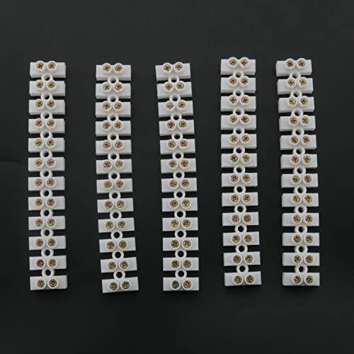 Terminal Strip Zczqc 5Pcs 10A 380V 12 Position Double Row Terminal Barrier Strip Screw Terminal Block For Small Home Projects And Electrical Diy 12-Position Terminal Barrier Block #TOP4