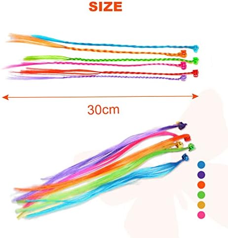 VIKSAUN 30 Pcs Kids Hair Extensions with Hair Clips, Girls' Fashion Bobby Pin Rainbow Wig, Braids Extensions Hair,Braided Hair Styling Accessories, for Party Favors and Children Performance (30 Pcs)