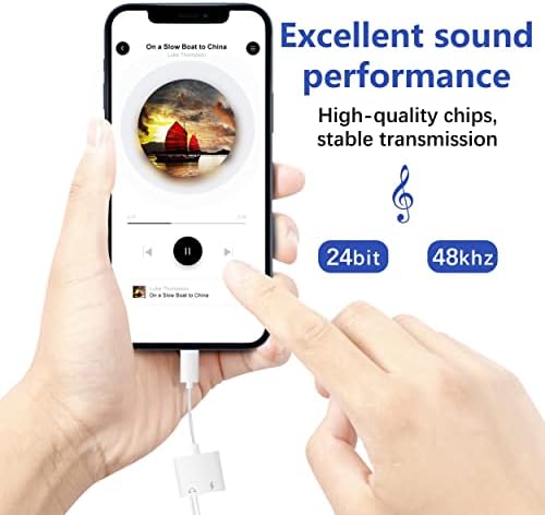 USB C to 3.5mm Headphone and Charger Adapter,2-in-1 USB C Dual Headphone Aux Splitter Compatible for iPad Pro M1 /Air 4/Xiaomi Mi 6/Mix 2 /Note 3/Samsung S21 S20 FE Note20/Huawei P30 etc - white