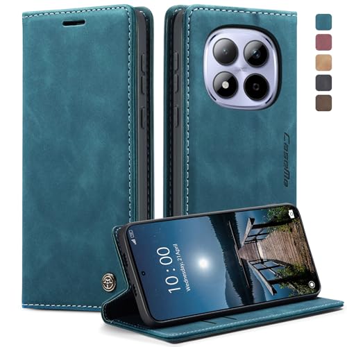 KZB Handyhülle für Xiaomi Redmi Note 15 Pro 5G Hülle Premium Leder Klappbar Tasche Flip Case Magnet Kartenfach Standfunktion Klapphülle Schutzhülle für Redmi Note 15 Pro 5G - Blaugrün