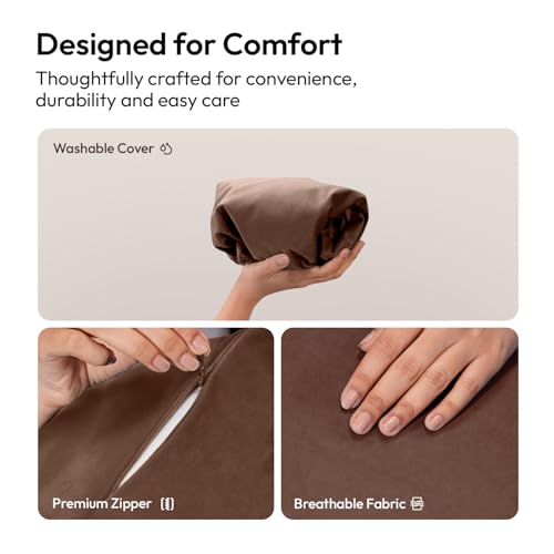 Image of Frido Wedge Plus Cushion Cover | Ultrasoft, Breathable & Cool Pillow Cover | Aesthetic Pillow Cover for Home | Durable & Machine Washable | Coffee Brown