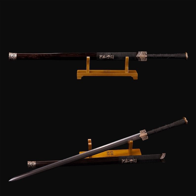 Miniatura 2 de Quan Handmade Chinese Sword Real Sword Eight-Faced Han Sword Forged in Damascus Steel Pure Copper Han Sword Accessories