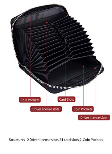 YOUNGSUN Womens Mens Walllet RFID Blocking Multi Card Case Leather Wallet Fashion Credit Card Holder Coin Purse Zipper Pocket (Black,One Size)4