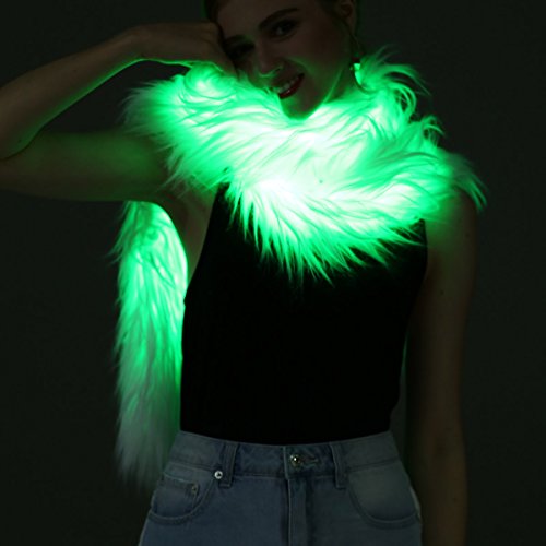 JIRUIWENLed Scarf Light Up Boa Glow Fur Scarf Burning Man Costume Led Outfit Clothing Fashion Buner Style, White