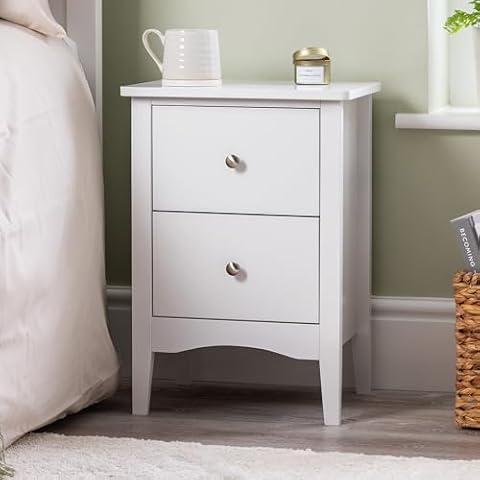 CHRISTOW 2 Drawer White Bedside Table Cover