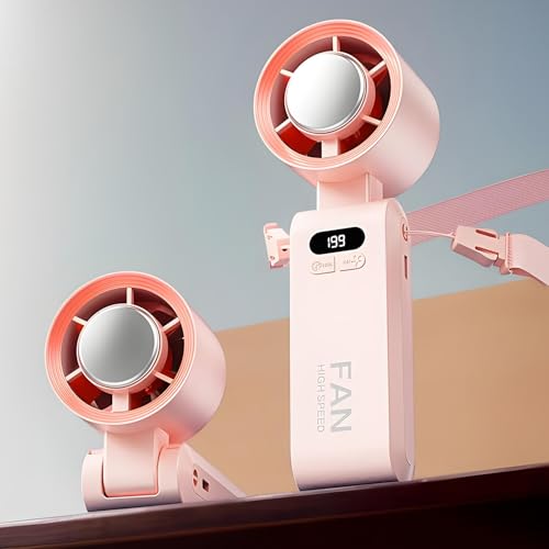 Ventilateur à main à écran numérique avec lacet de cou amovible